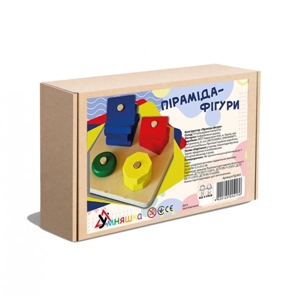 Детская развивающая Пирамида-фигуры ПД-001 деревянная                                                                            Детская развивающая Пирамида-фигуры ПД-001 деревянная