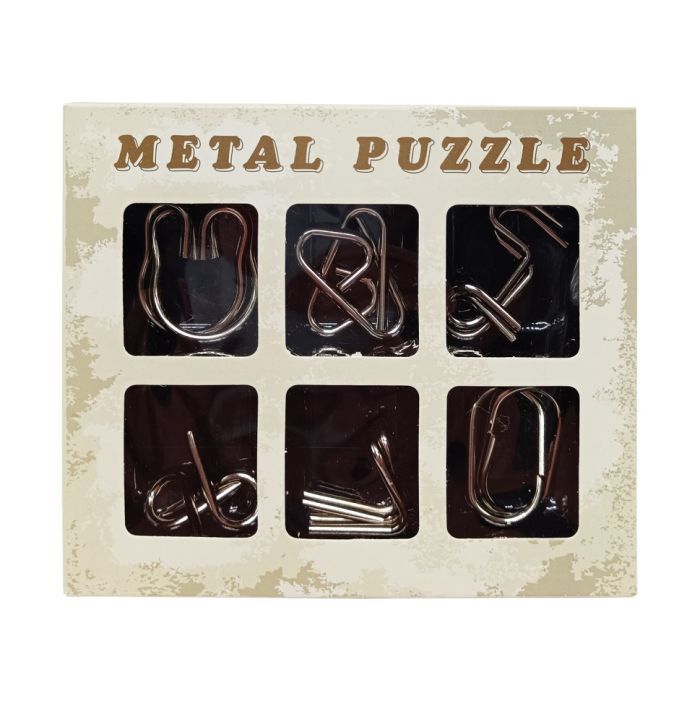 Набор головоломок металлических "Metal Puzzle" 2116, 6 штук в наборе (Серый)