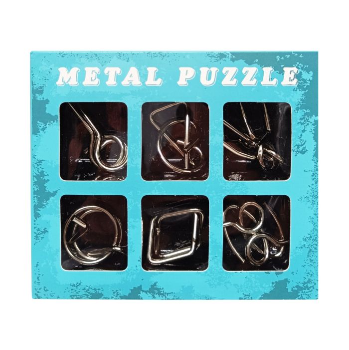 Набор головоломок металлических "Metal Puzzle" 2116, 6 штук в наборе (Синий)