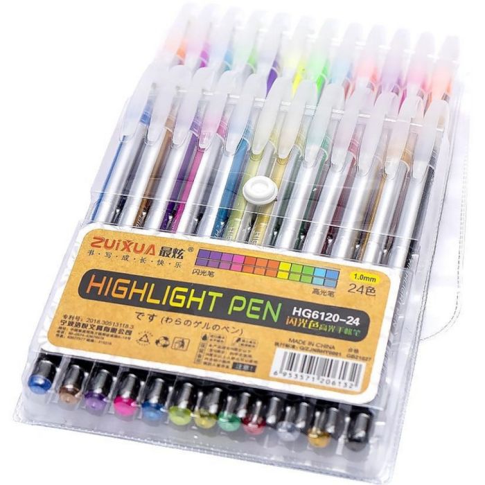 Набор гелевых ручек "Highlight Pen" HG6120-24, 24 цвета