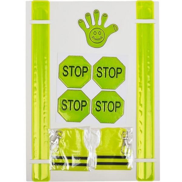 Набор светоотражающих аксессуаров Р-1009, 2 брелка, 2 браслета, 5 наклеек