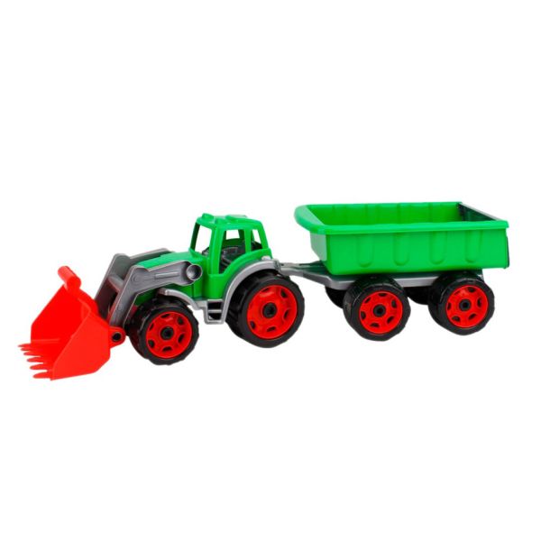 Игрушечный трактор с ковшом и прицепом 3688TXK, 2 цвета (Зеленый)