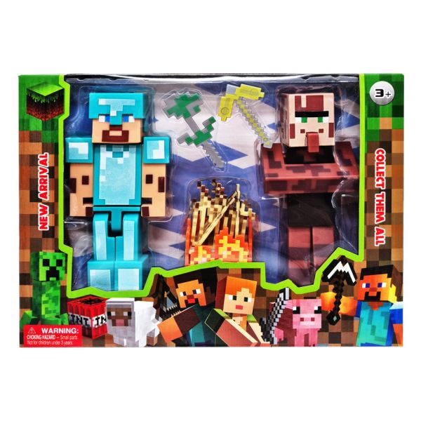 Игровой набор фигурок Майнкрафт Стив и Сельский житель 48111-1 с аксессуарами