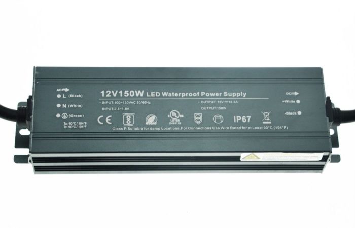 Блок питания импульсный PROLUM Slim 150W 12V (IP67, 12,5А) Series "WPS"