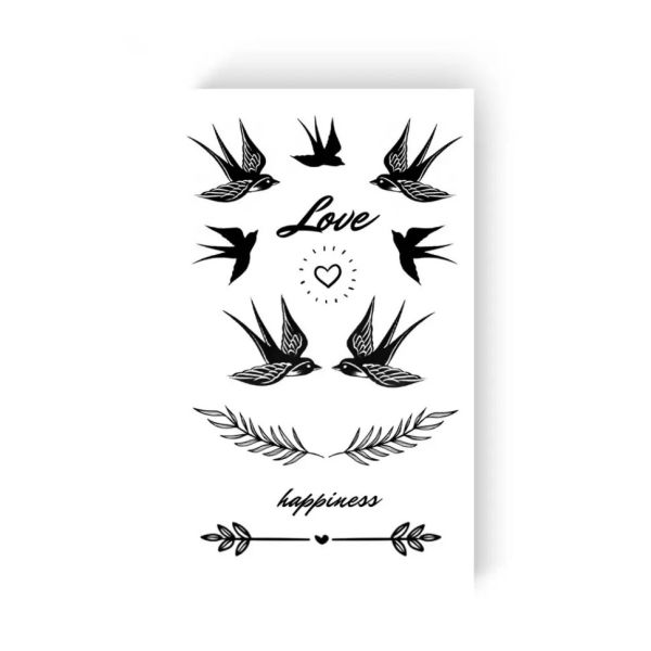 Временная татуировка "Ласточки Love" L-16 черный