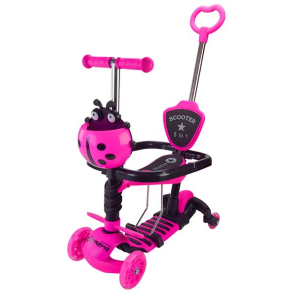 Самокат детский 3-х колесный Scooter Children's SC2501(Pink) 3в1 светящиеся колеса, розовый