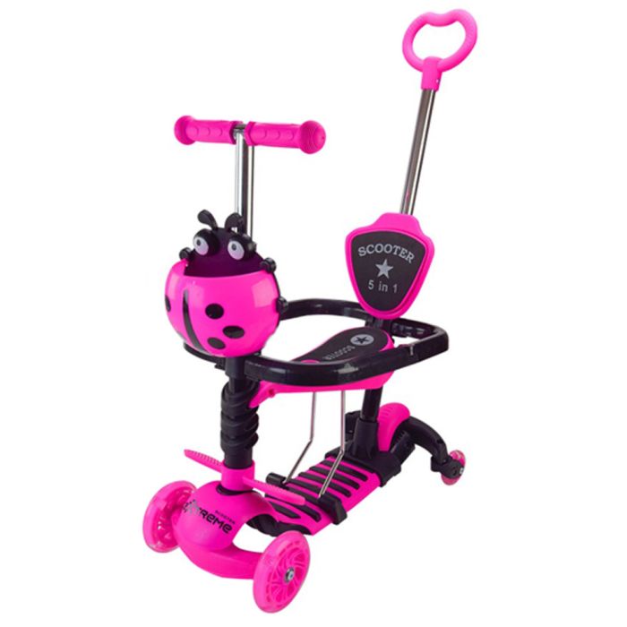 Самокат детский 3-х колесный Scooter Children's SC2501(Pink) 3в1 светящиеся колеса, розовый