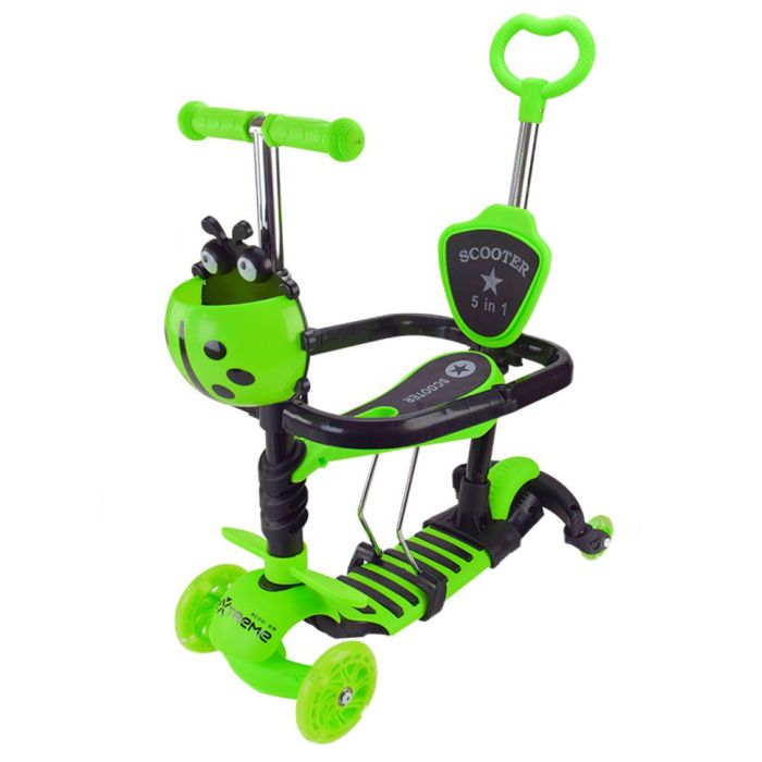 Самокат детский 3-х колесный Scooter Children's SC2501(Green) 3в1 светящиеся колеса, зеленый