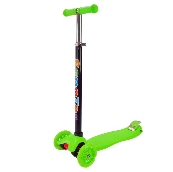 Самокат детский 3-х колесный Scooter Maxi SC2401(Green) светящиеся колеса, зеленый 