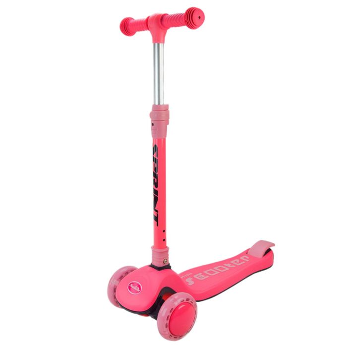 Самокат детский 3-х колесный Scooter SC2421(Pink) светящиеся колеса, розовый