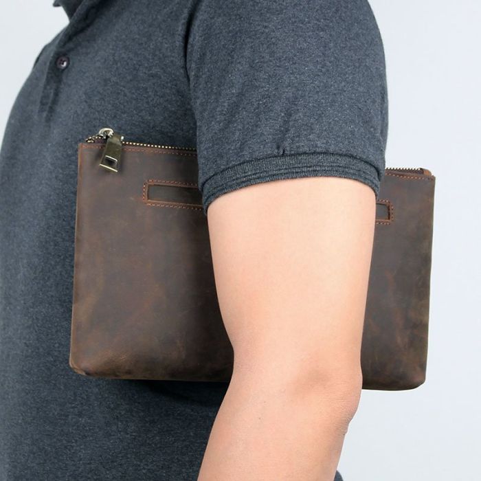 Красивая барсетка мужская в коже Crazy horse Vintage 14954 Коричневая