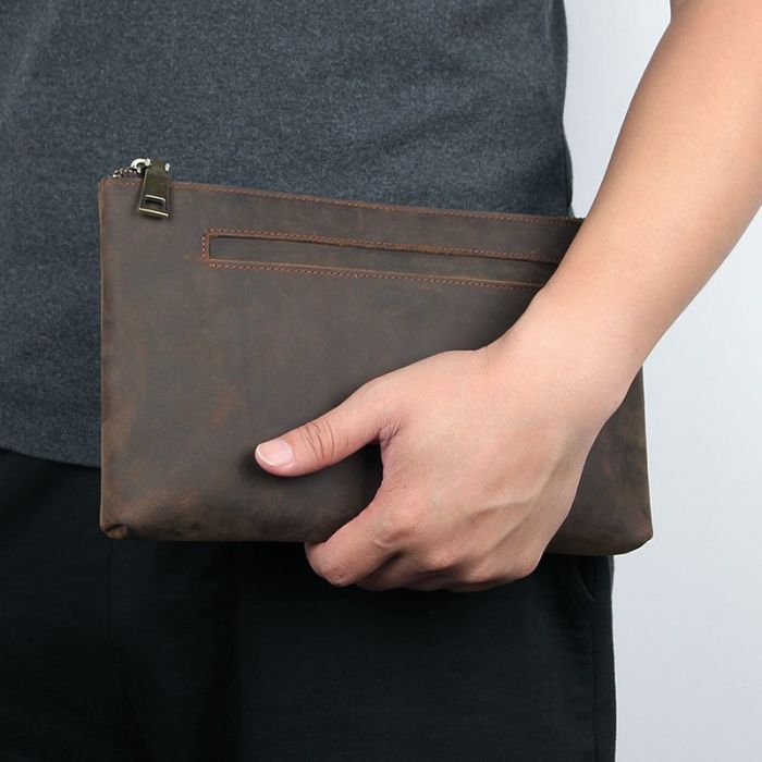 Красивая барсетка мужская в коже Crazy horse Vintage 14954 Коричневая