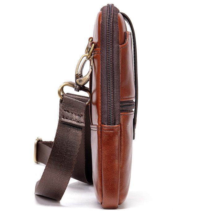 Барсетка мужская вертикальная на пояс 20368 Vintage Коричневая