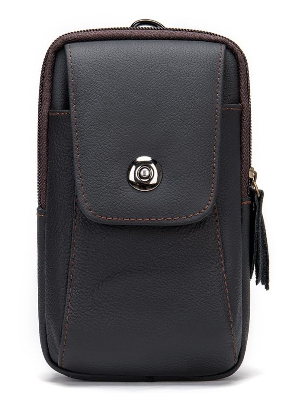 Барсетка на ремень мужская кожаная Vintage 20353 Черная