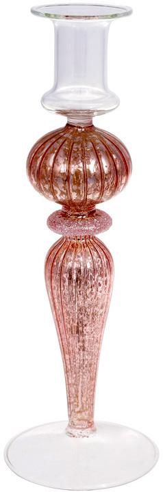 Подсвечник стеклянный Candlestick 8.5х25см, розовый