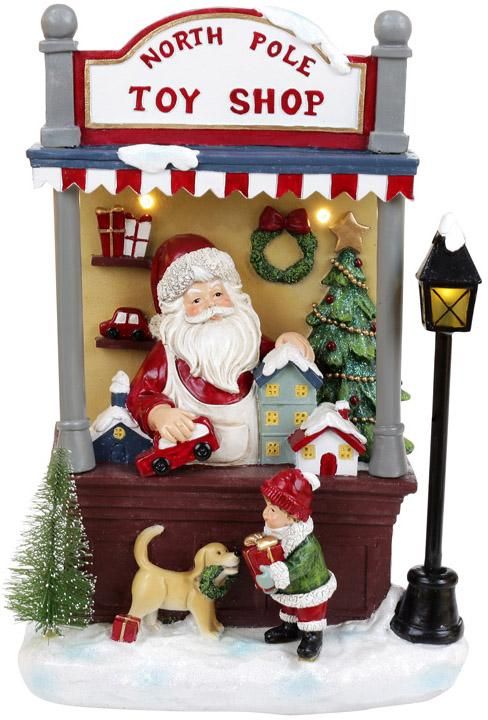 Новогодняя композиция «North Pole Toy Shop» с LED подсветкой 21х14х33см, полистоун