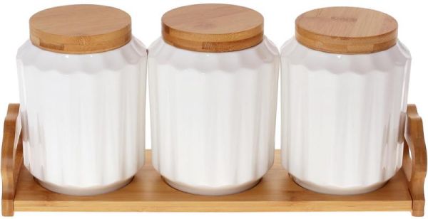 Набор банок для специй Nouvelle Home Naturel 3 банки 900мл на подставке