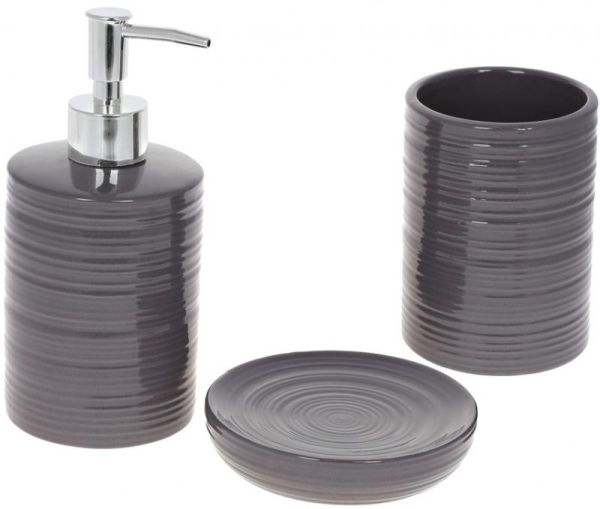 Набор аксессуаров Bright для ванной комнаты 3 предмета "Графит" керамика