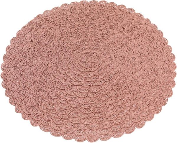 Набор 6 сервировочных ковриков "Margrese Вязаная салфетка" 38см, пепел розы (подтарельники)