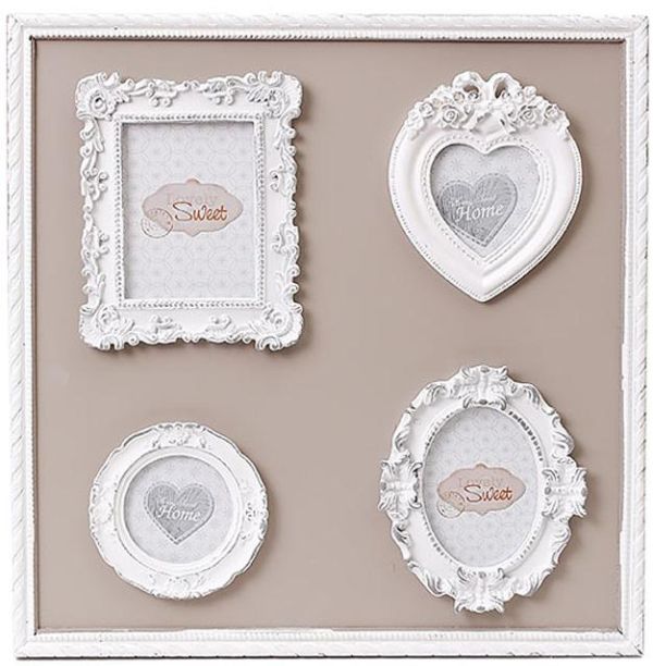 Рамка-коллаж деревянная Sweet White на 4 фото, доска 36х36см
