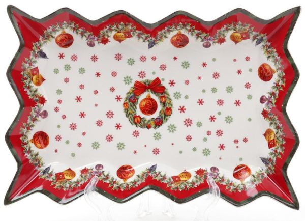Блюдо фарфоровое "Рождественский орнамент" 25х16см