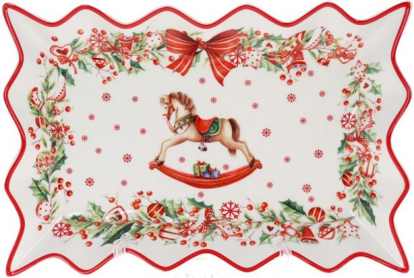 Блюдо прямоугольное "Рождественская фантазия" 35.5см, фарфоровое