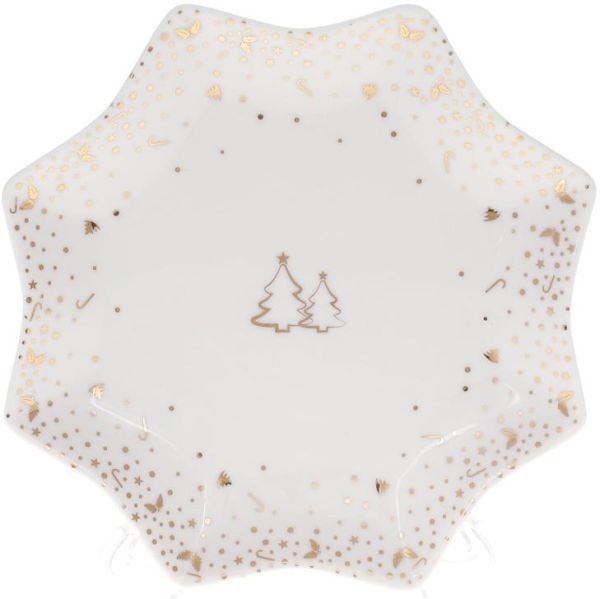 Блюдо в форме снежинки "Зимняя феерия" 15см, фарфоровое