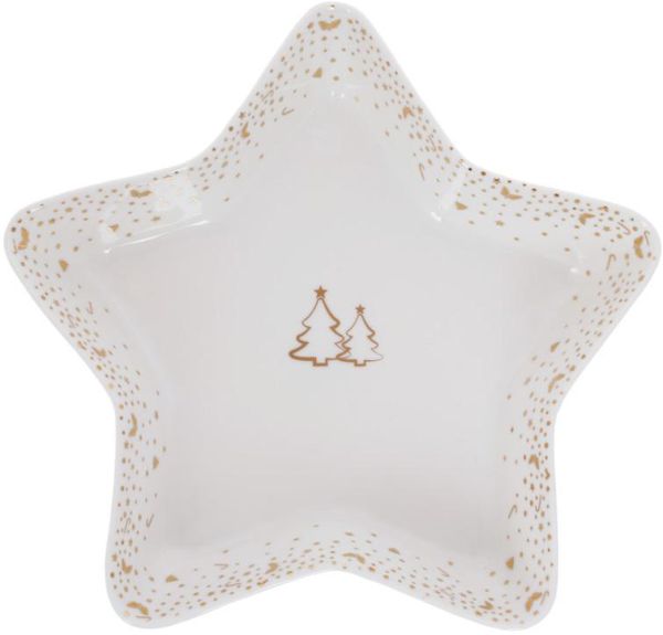 Блюдо в форме звезды "Зимняя феерия" 28см, фарфоровое