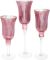 Набор 3 стеклянных подсвечника Preeti 30см, 35см, 40см, розовый с серебром