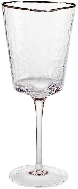 Набор 4 фужера Monaco Ice бокалы для вина 400мл, стекло с серебряным кантом