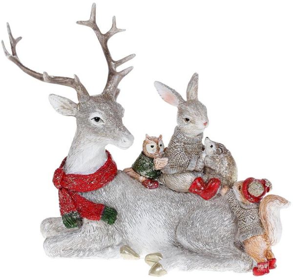 Статуэтка декоративная "Лесные Жители" 16см, полистоун, светло-серый