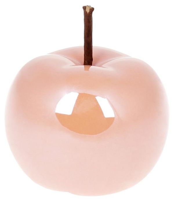Набор 4 декоративные статуэтки "Яблоко" 9х9х9.7см, персиковый перламутр
