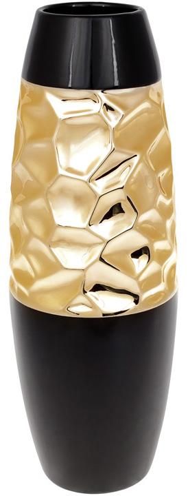 Ваза керамическая Vjosa 38см, черный с золотом
