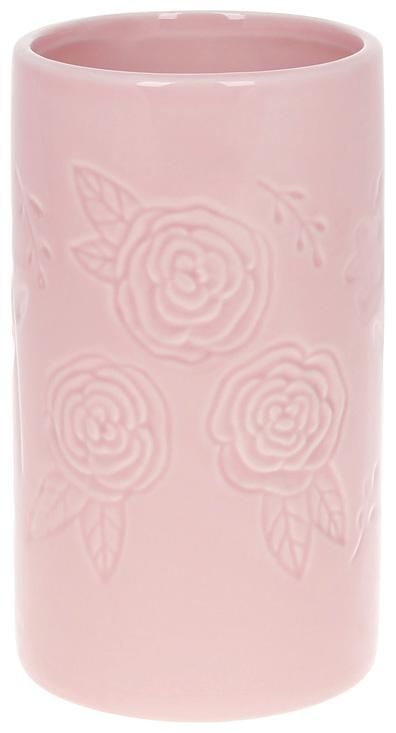 Ваза "Розовая Роза" 10.5х10.5х18.5см керамическая розовая