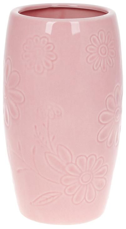 Ваза "Розовая Ромашка" 12.5х12.5х21.8см керамическая розовая