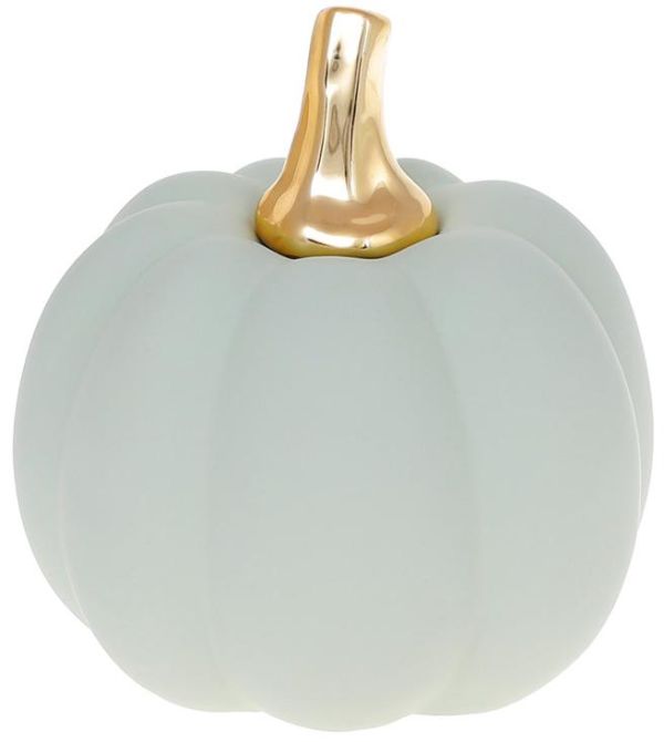 Керамическая фигурка "Тыковка" с прорезиненным напылением, 12.5см, мятный с золотом
