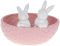 Декоративное кашпо "Кролики в корзинке" 20х15х14.5см, керамика, розовый с белым