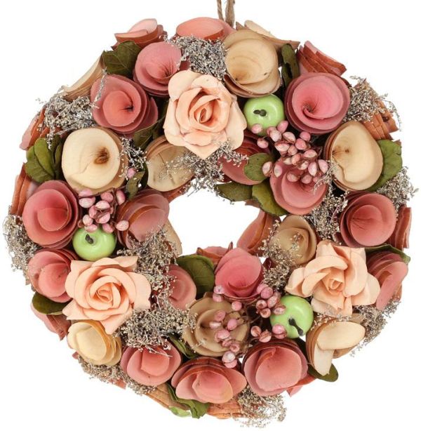 Венок пасхальный "Персиковые Розы" Ø24см