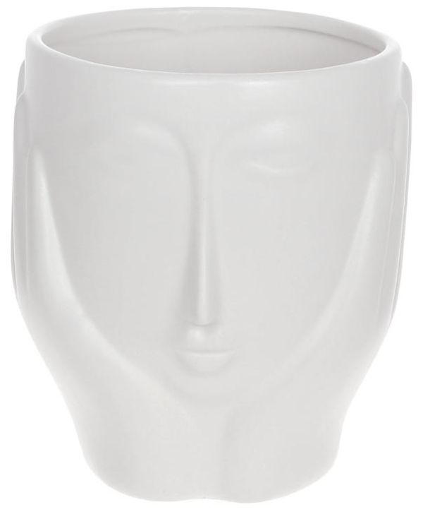 Ваза керамическая "Illusion Лицо" Ø15х16см, матовый белый