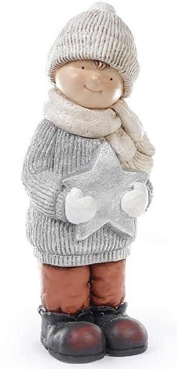 Новогодняя керамическая фигура "Мальчик со звездой" 46.5см