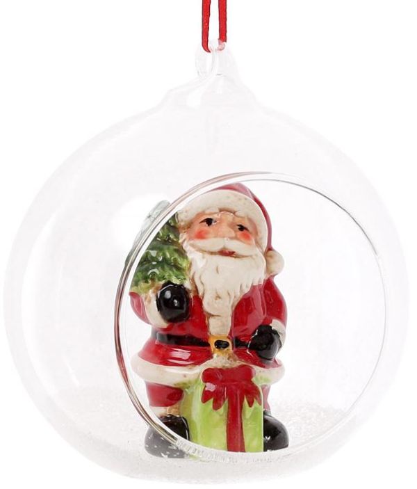 Набор 2 новогодние декоративные подвески "Санта в шаре" 10х8.9х10.5см