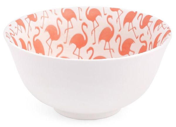 Набор 3 пиалы "Розовый фламинго" 650мл фарфор с тиснением