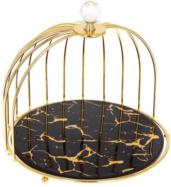 Блюдо "Мраморная Роскошь" Ø22см, фарфор, черный мрамор, круглое