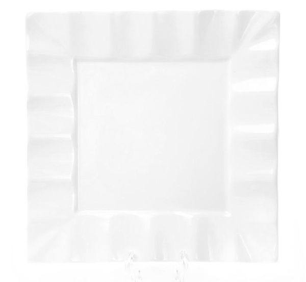 Набор 4 фарфоровые тарелки "White City Волна" 20х20см (белый фарфор)