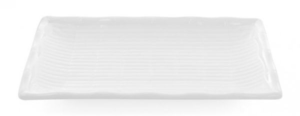 Набор 6 прямоугольных тарелок "White City Бамбук" 20х13см для суши (белый фарфор)