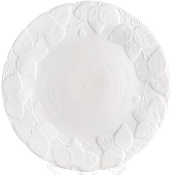Набор 2 обеденные тарелки "White City Листья" Ø26см, белый фарфор