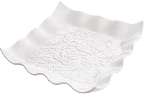 Набор 2 обеденные тарелки квадратные "White City Монстера" 30x30см, белый фарфор