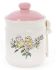 Банка керамическая "Весенняя трель" 600мл с деревянной ложкой, розовая