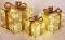 Набор декоративных подарков - 3 коробки 15х20см, 20х25см, 25х30см с LED-подсветкой, шампань с золотом