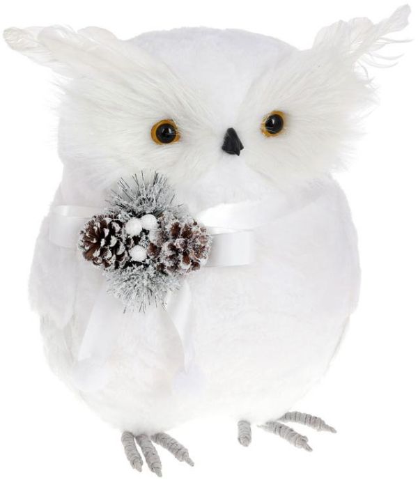 Декоративная игрушка "Белая Сова" 37см